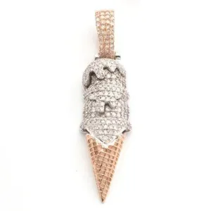 10KR 0.75CTW DIAMOND ICE CREAM CONE PENDANT