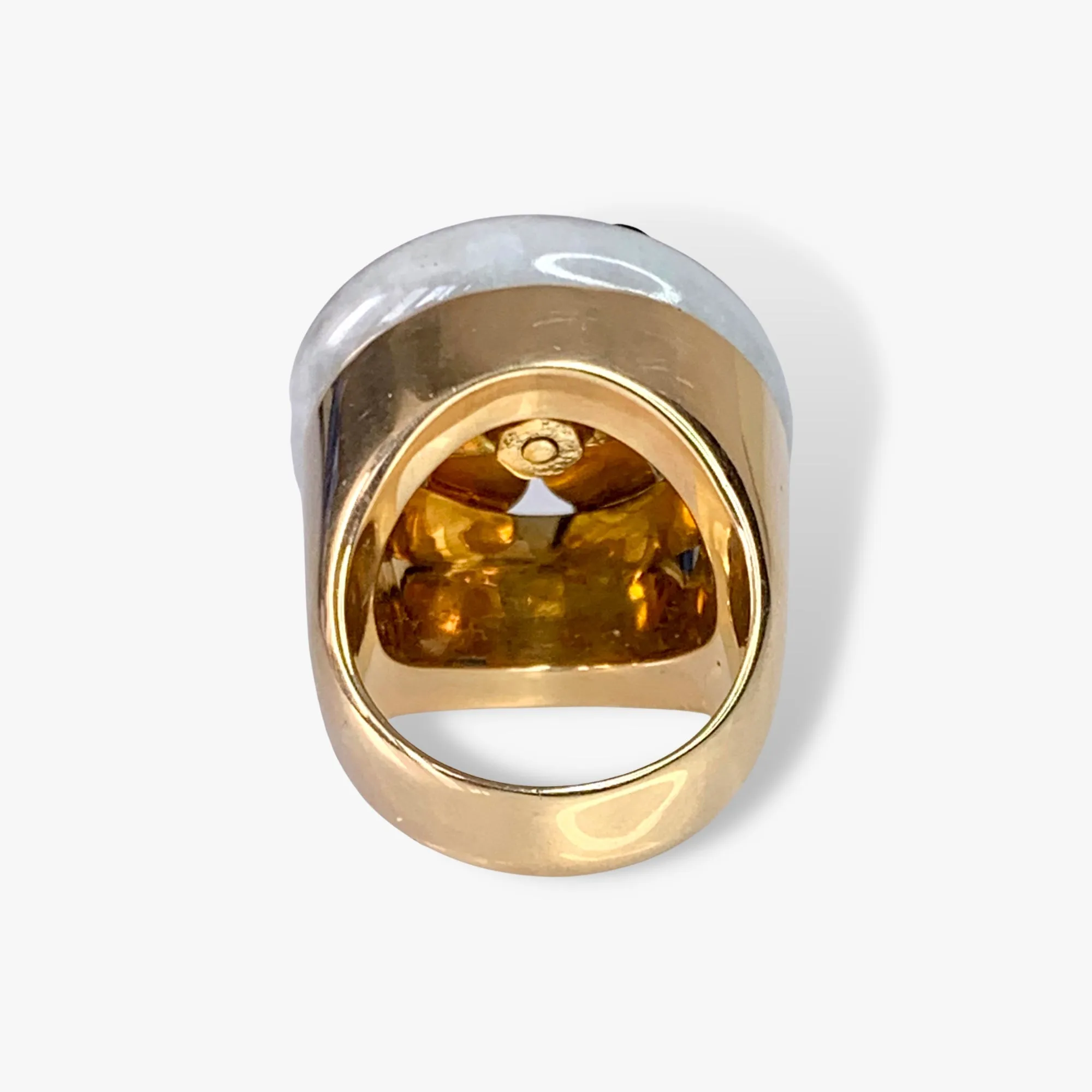 14k Yellow Gold Jade and Jadeite Vintage Cocktail Ring