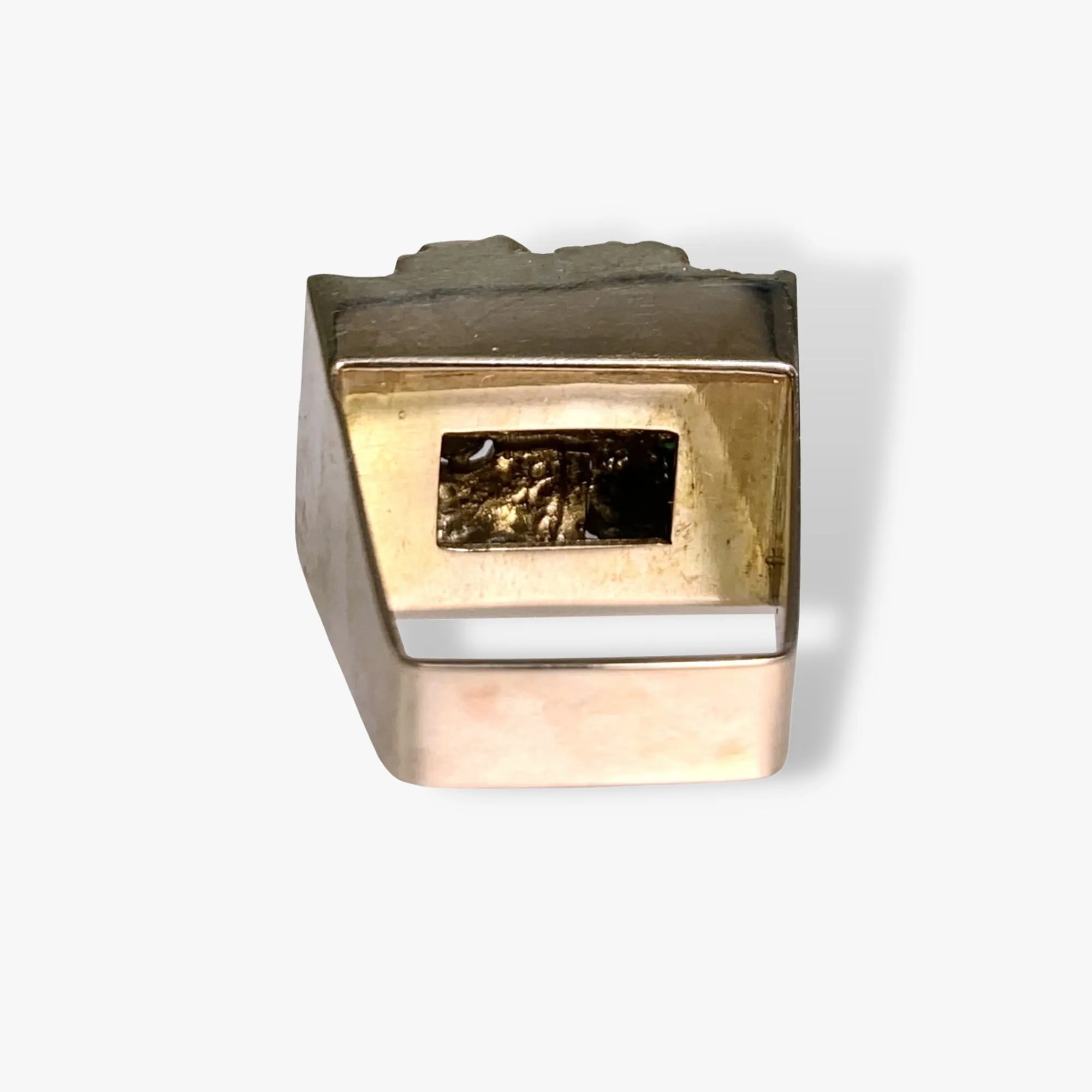 14k Yellow Gold Marquise Cut Green Jadeite and Diamond Vintage Ring