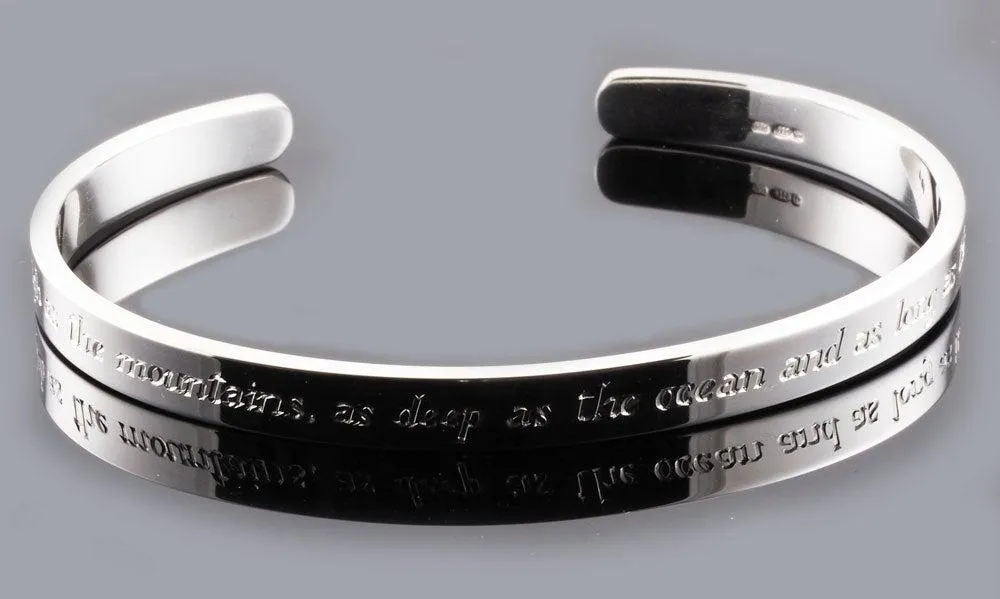 6mm Wide Mens Sterling Silver Plain Cuff Bracelet