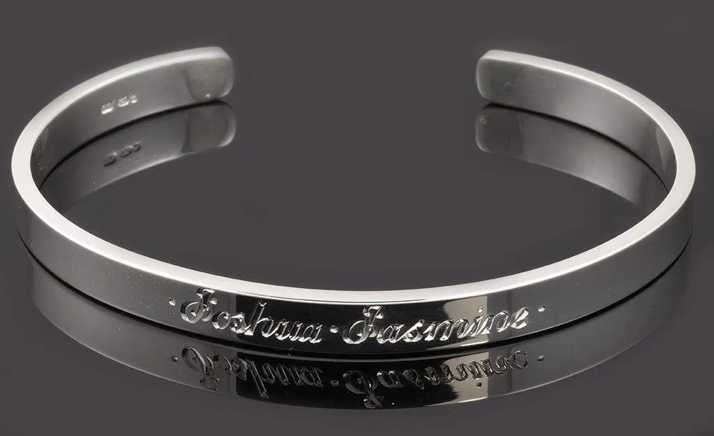 6mm Wide Mens Sterling Silver Plain Cuff Bracelet