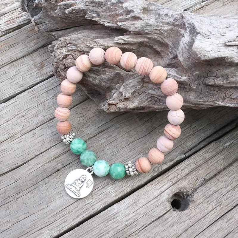 8mm Natural Stone Beads,Matte Line Stone,Qinghai Jadeite,JapaMala Sets,Spiritual Jewelry,Meditation,Inspirational,108 Mala Beads