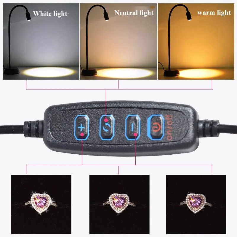 Adjustable Led Jewelry Table Lamp for Wenwan Diamond Jadeite Jade - Single Head