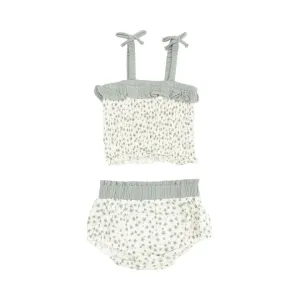 Angel Dear Baby Girl Smocked Ruffle Top & Bloomer   680-S25-JSF  Jadeite Simple Floral