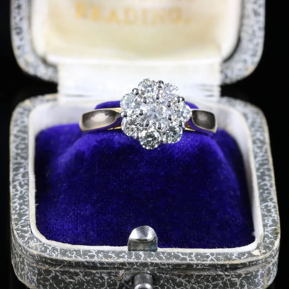 Antique Diamond Cluster Ring 1.40Ct 14Ct Gold
