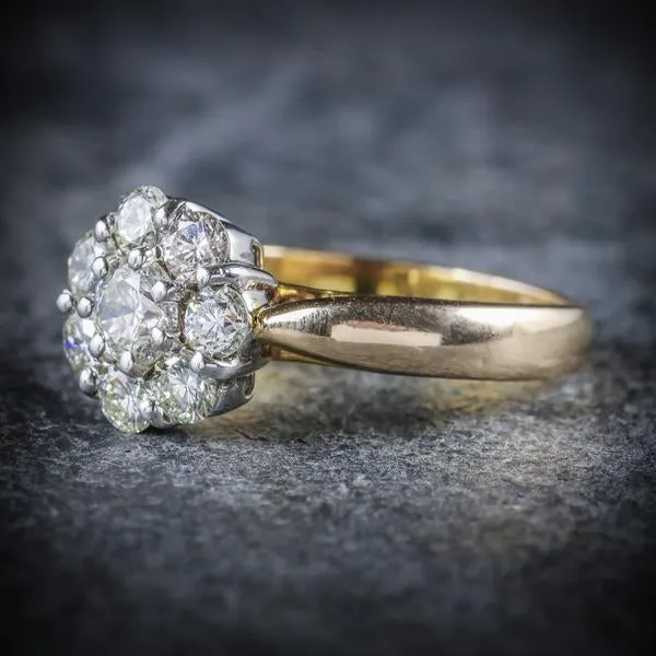 Antique Diamond Cluster Ring 1.40Ct 14Ct Gold