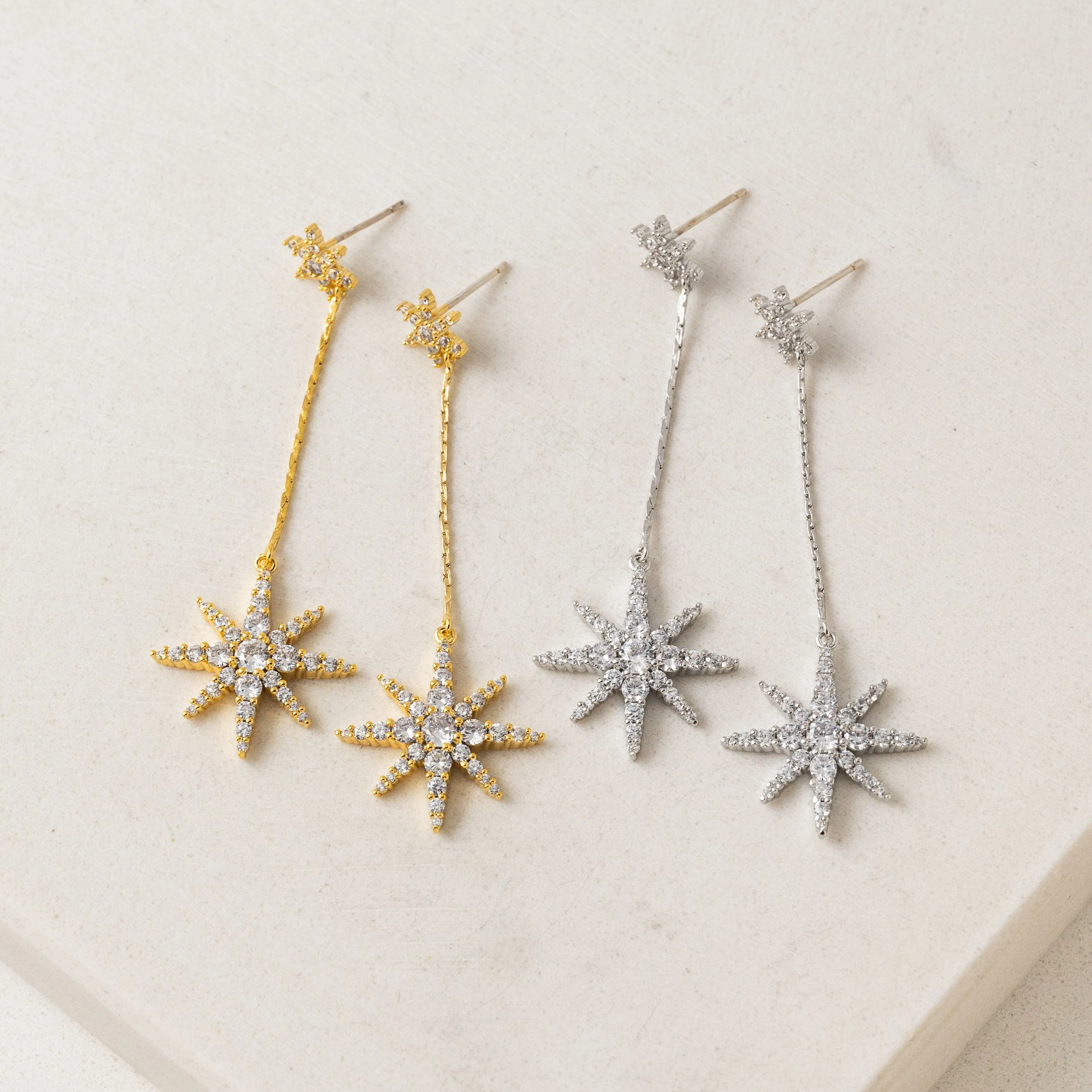 Aquila Star Drop Earrings Silver