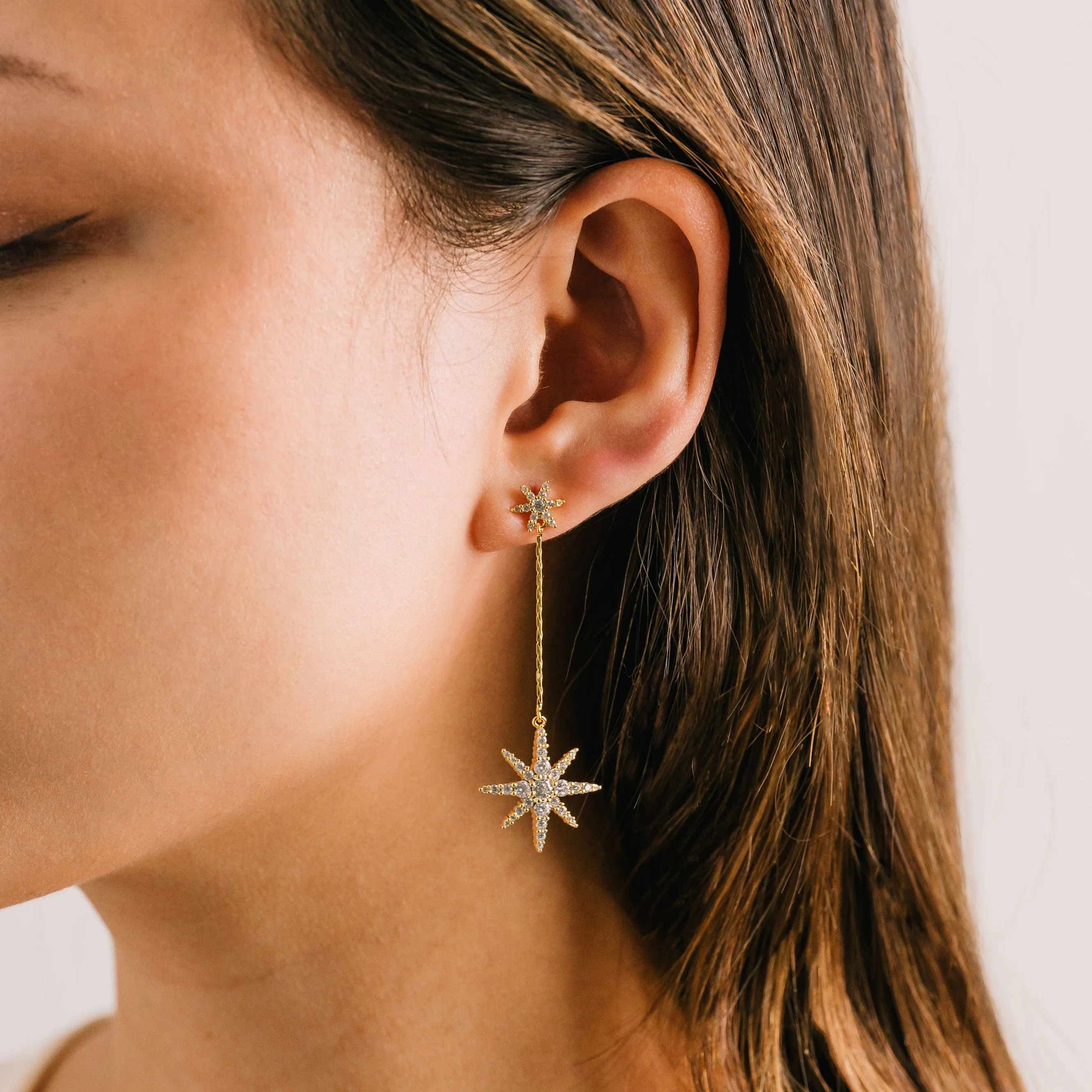 Aquila Star Drop Earrings Silver