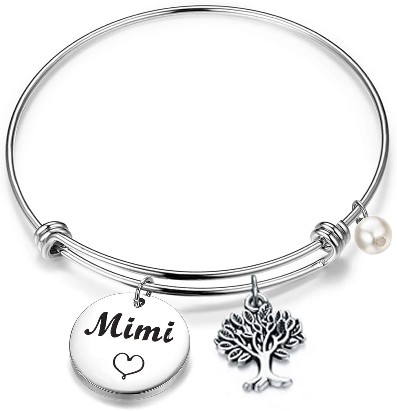 BEKECH Mimi Bracelet Grandma Mimi Charm Expandable Wire Bangle Mimi Jewelry Grandmother Gift for Family Mimi Nana Nonna