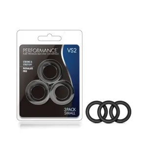 Blush Performance VS2 Pure Premium Silicone Cockrings 3-Pack Small Black