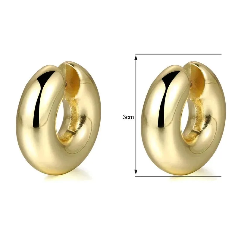 Chunky Round Circle Clip Earring