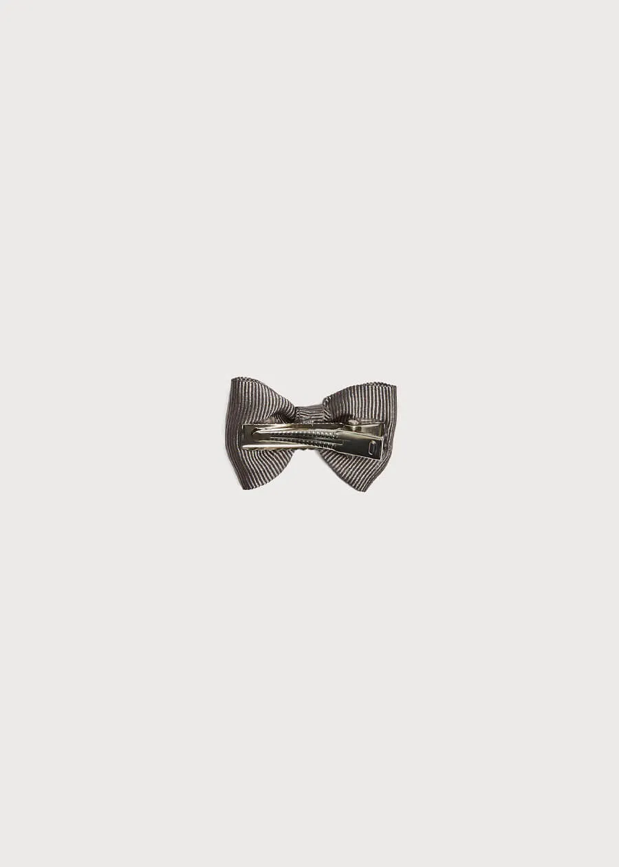 Dark Grey Small Bow Clip