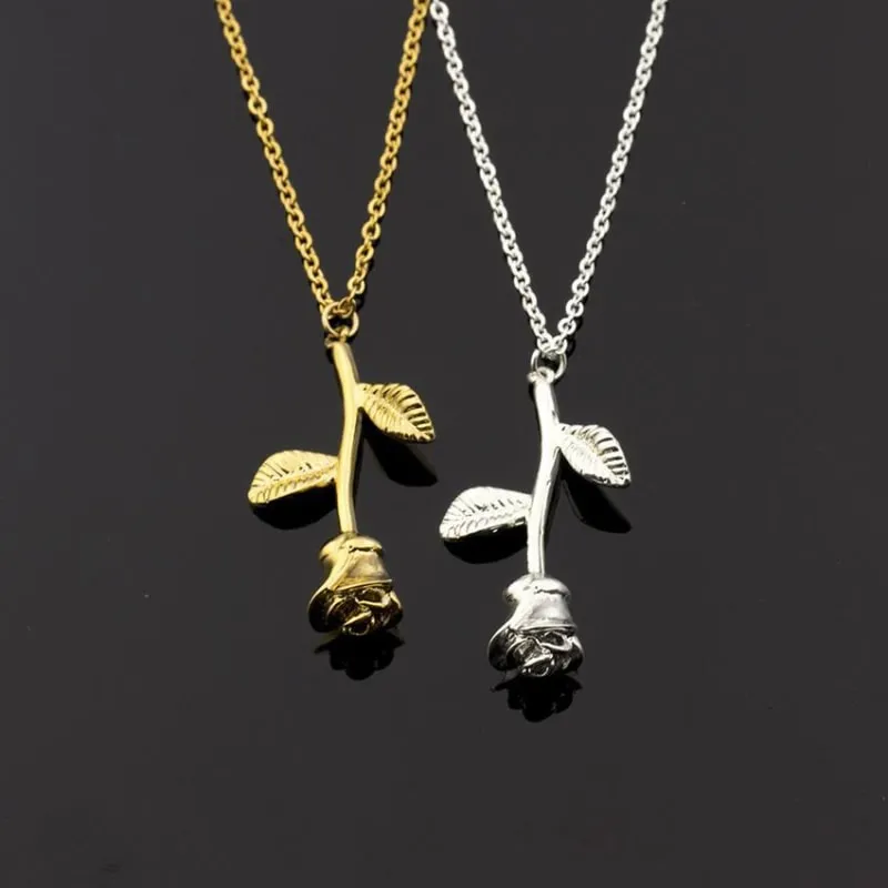 Fairytale Flower Rose Pendant Necklace for Women
