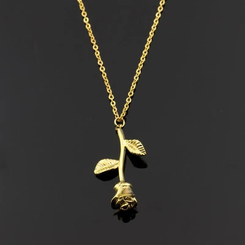 Fairytale Flower Rose Pendant Necklace for Women