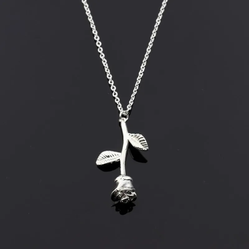 Fairytale Flower Rose Pendant Necklace for Women