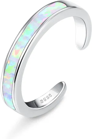 FIASASO 925 Sterling Silver Toe Rings for Women Adjustable 14K White Gold Plated Flower Cz Snake Twist Opal Band Rings Summer Beach Open Toe Rings Foot Jewelry