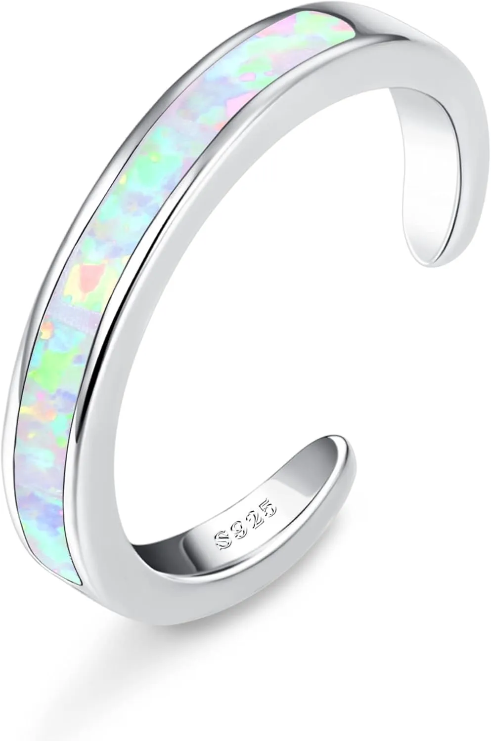 FIASASO 925 Sterling Silver Toe Rings for Women Adjustable 14K White Gold Plated Flower Cz Snake Twist Opal Band Rings Summer Beach Open Toe Rings Foot Jewelry