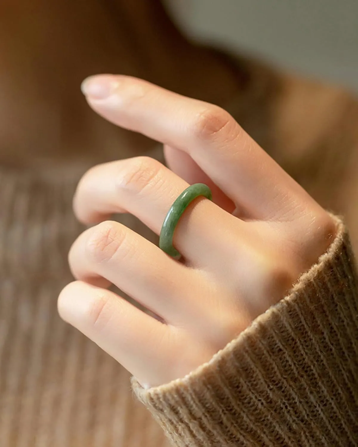 Generic Jade Authentic Jadeite Good Luck Wealth Gold layerde Healing Ring Real Nature Crystal Genuine for Women Jewelry Gifts, Green