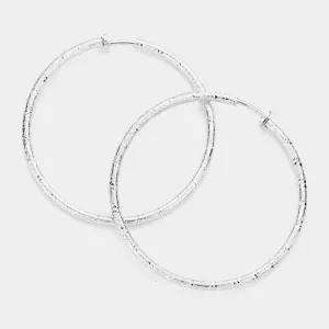 iLLASPARKZ 2.4 Inch Textured Metal Hoop Clip On Earrings