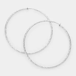 iLLASPARKZ 3.2" Textured Metal Hoop Clip on Earrings
