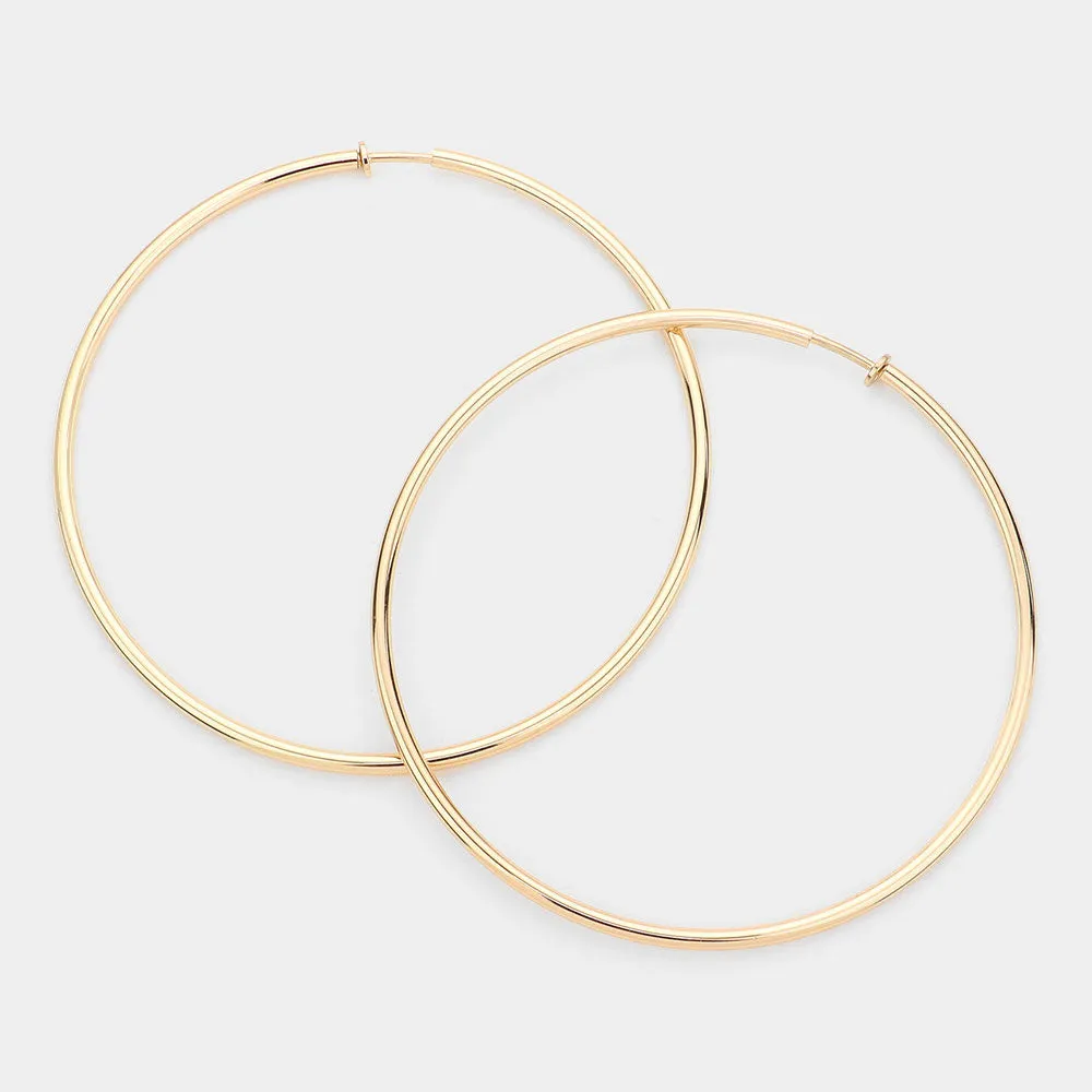 iLLASPARKZ 4 Inch Extra Large Metal Hoop Clip On Earrings