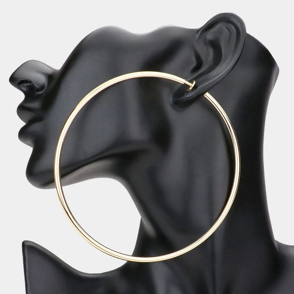 iLLASPARKZ 4 Inch Extra Large Metal Hoop Clip On Earrings