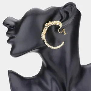 iLLASPARKZ Crystal Rhinestone Chain Hoop Clip On Earrings
