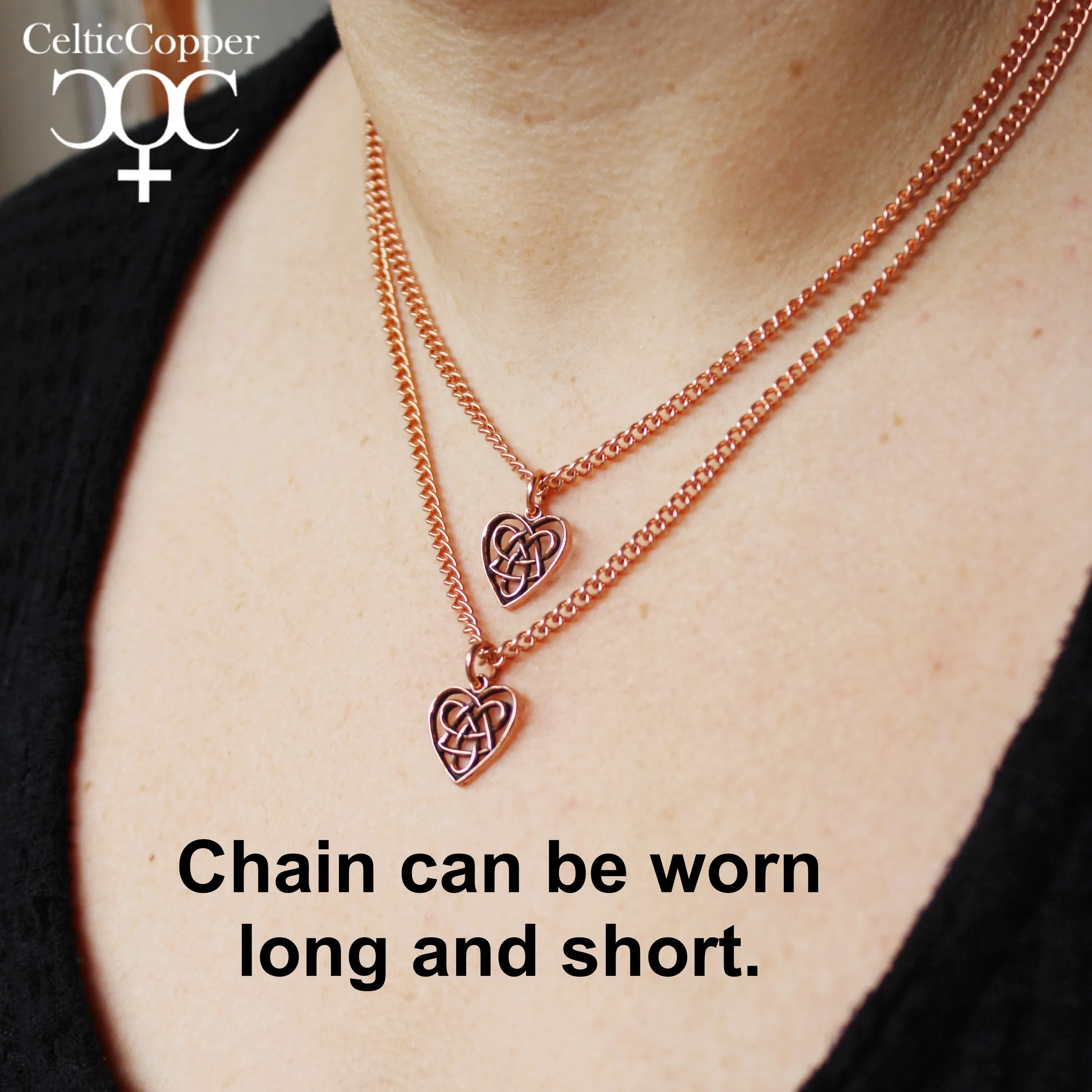 Irish Love Charm Jewelry Set Copper Necklace Chain Celtic Copper Heart Pendant Matching Earrings