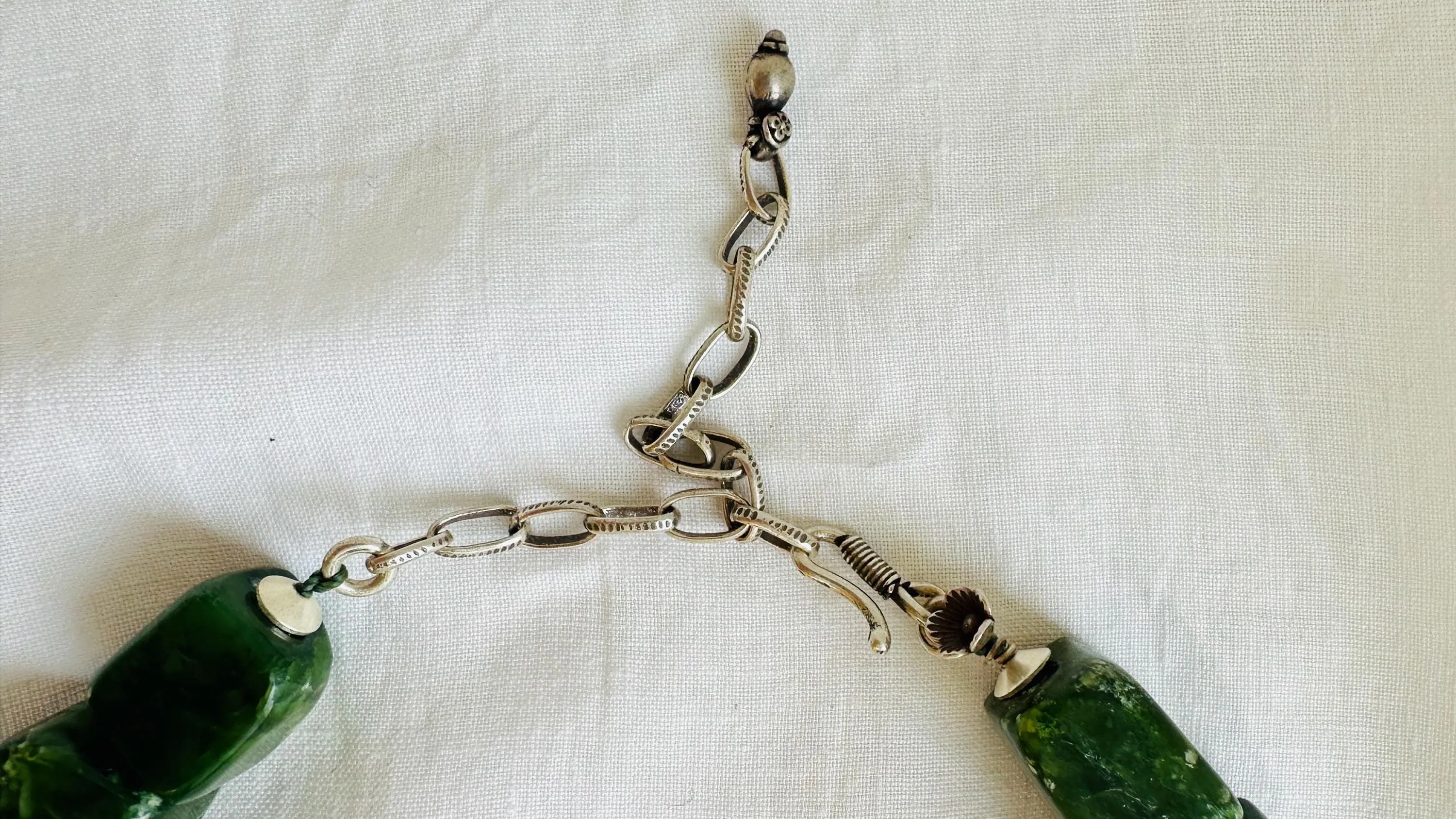 Jade, Ammonite and Garden Quartz Necklace. Medicine Necklace. 2524
