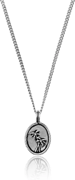 Made by Nami Mens Silver Necklace with Pendant Handmade 23" Surfer Cuban Link Chain with Stainless Steel Pendant Premium Jewelry Gift for Him