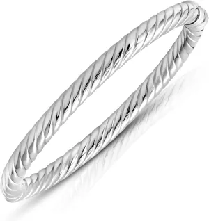 MAX   STONE Lightweight Hollow 925 Sterling Silver Bangle Bracelet for Women | 7 Inch Silver Bracelets with Hinged Clasp | Anti-tarnishing Hypoallergenic Silver Bangles for Women