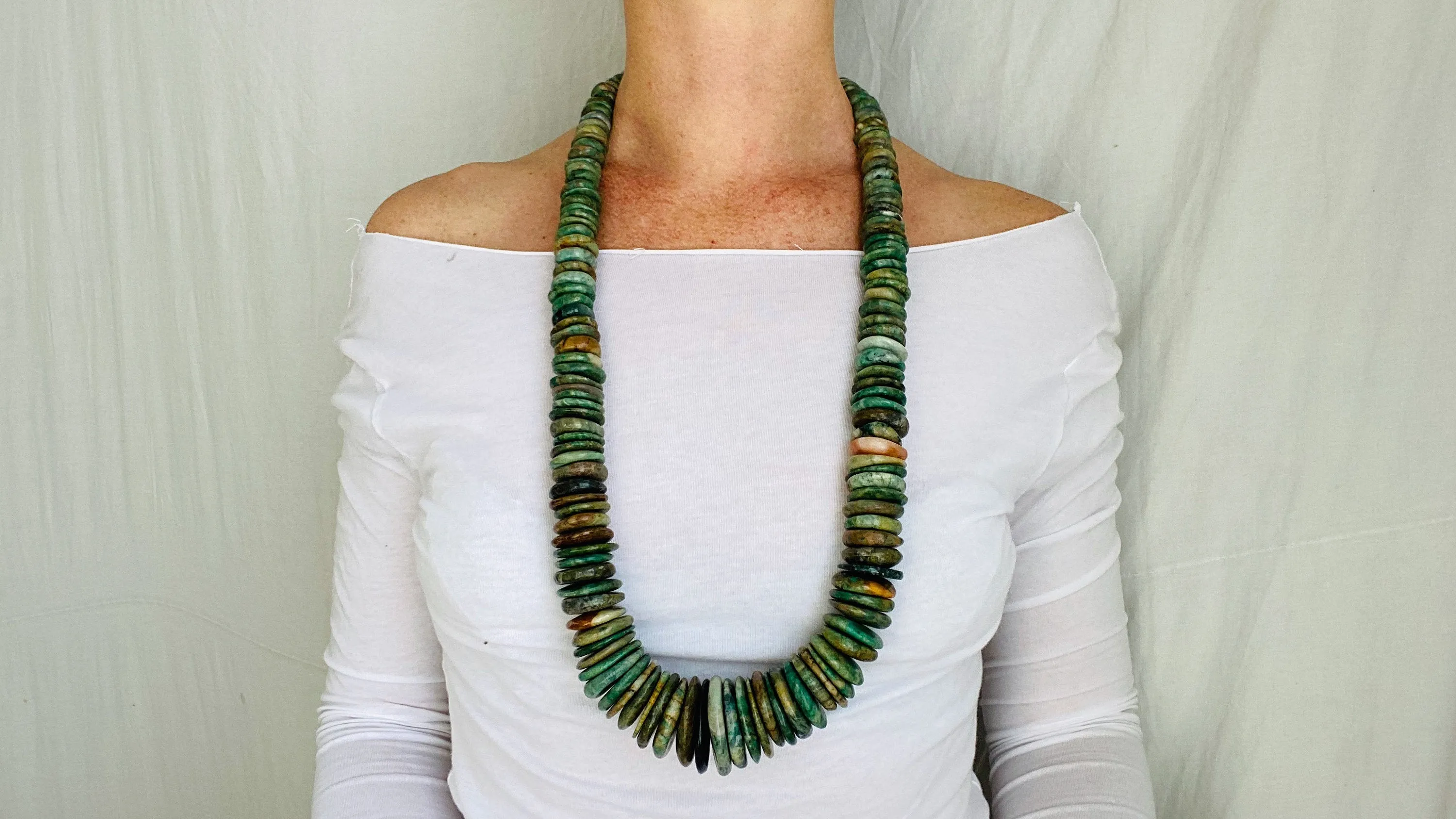 Mayan Guatemalita Jade Graduated Disks Necklace. Guatemalan.