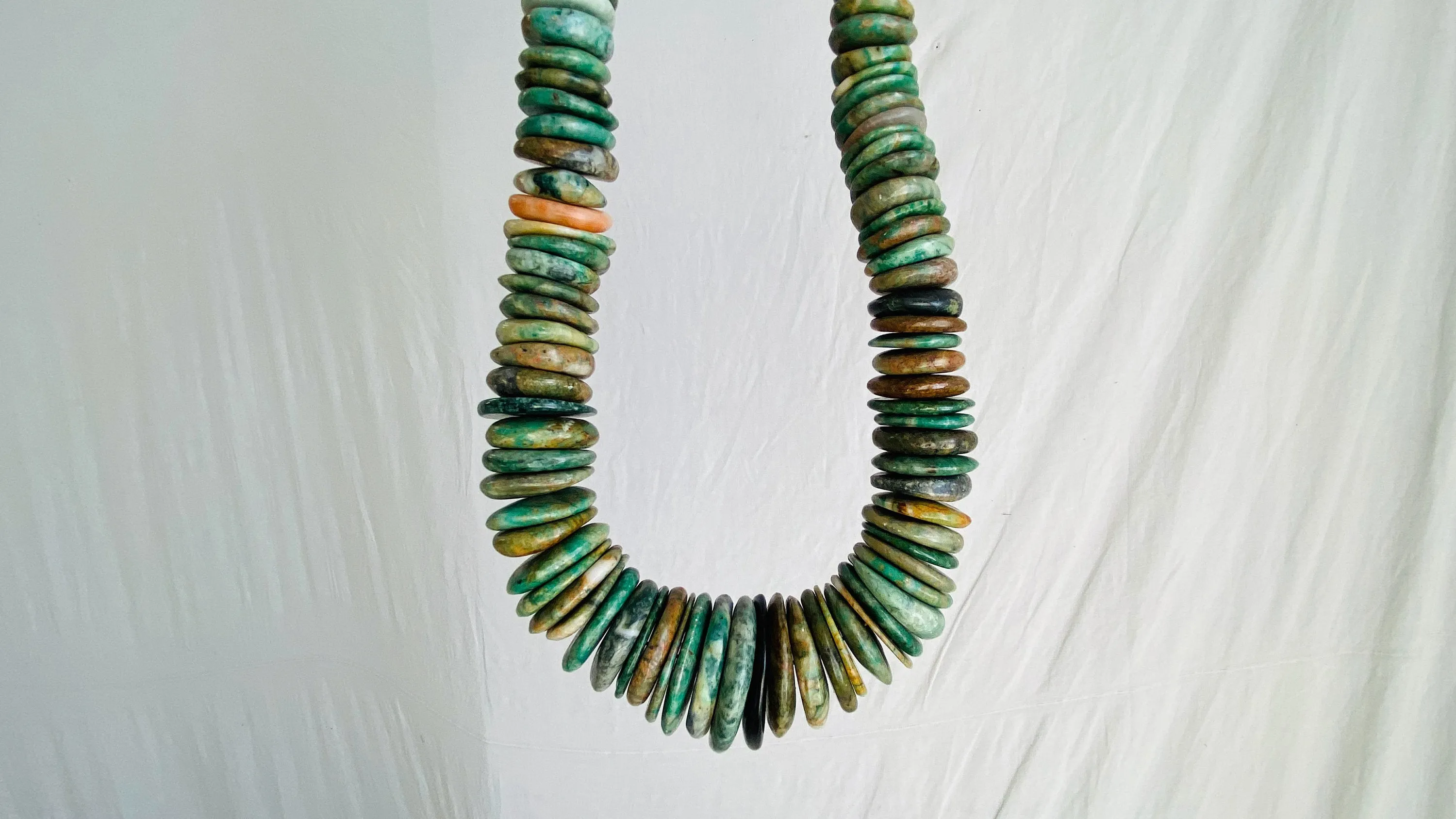 Mayan Guatemalita Jade Graduated Disks Necklace. Guatemalan.