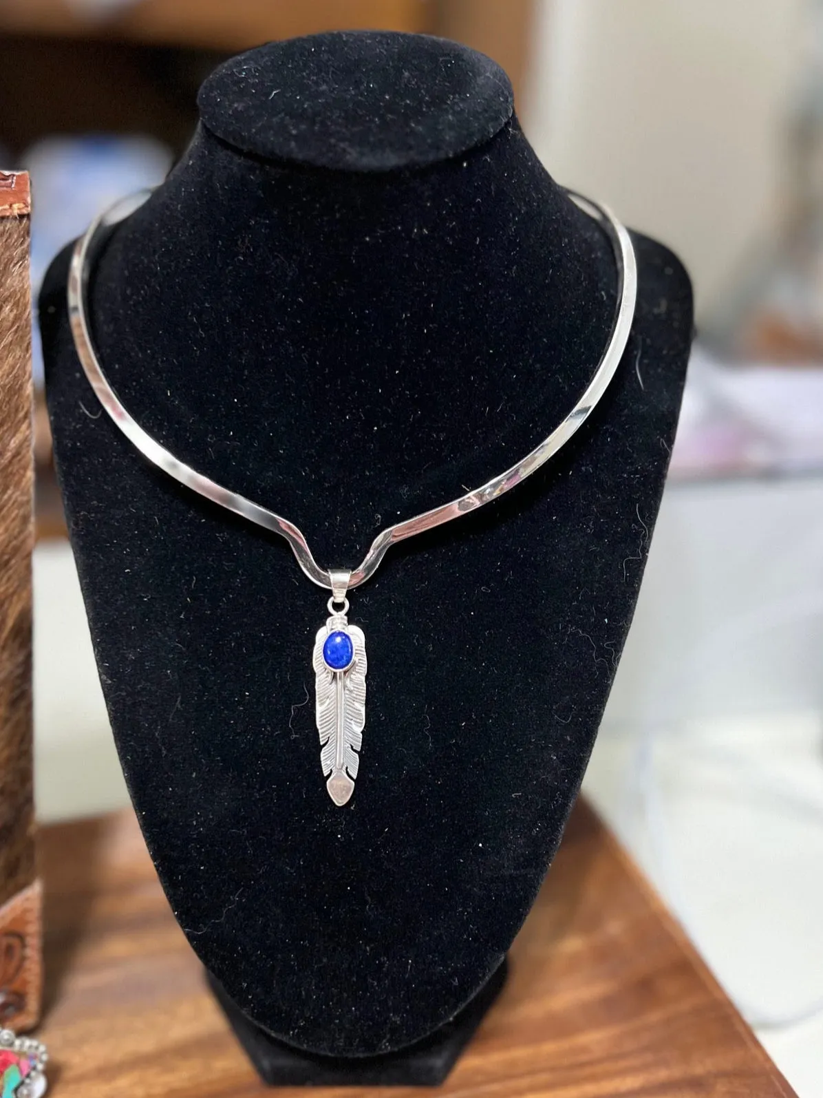 Navajo Handmade Lapse Feather Pendant - Artist June Delgarito
