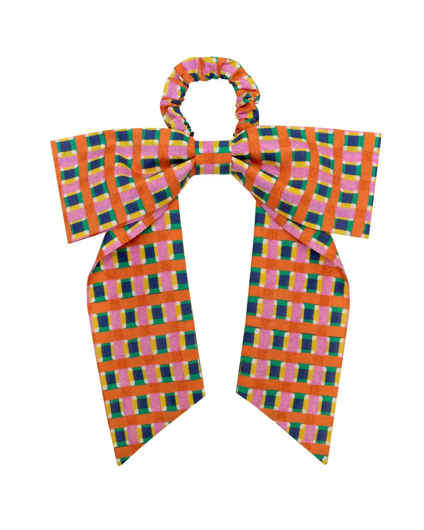 PAADE MODE RETURN TO NATURE Bow Hair Tie in Orange Check