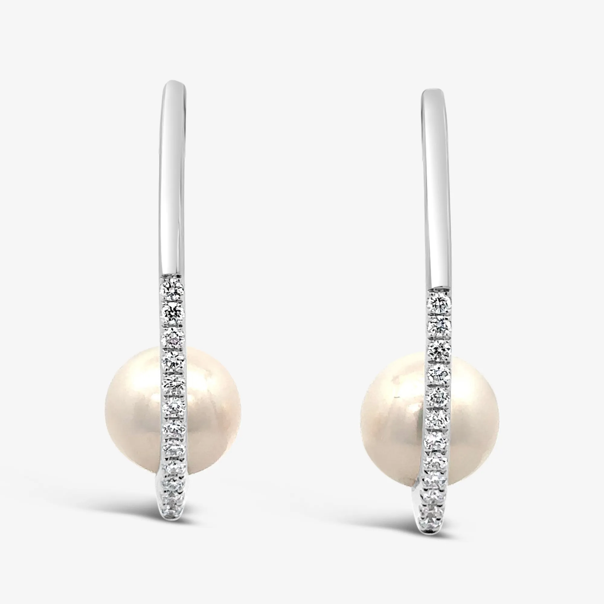 Pave Diamond & Pearl Drop Earrings