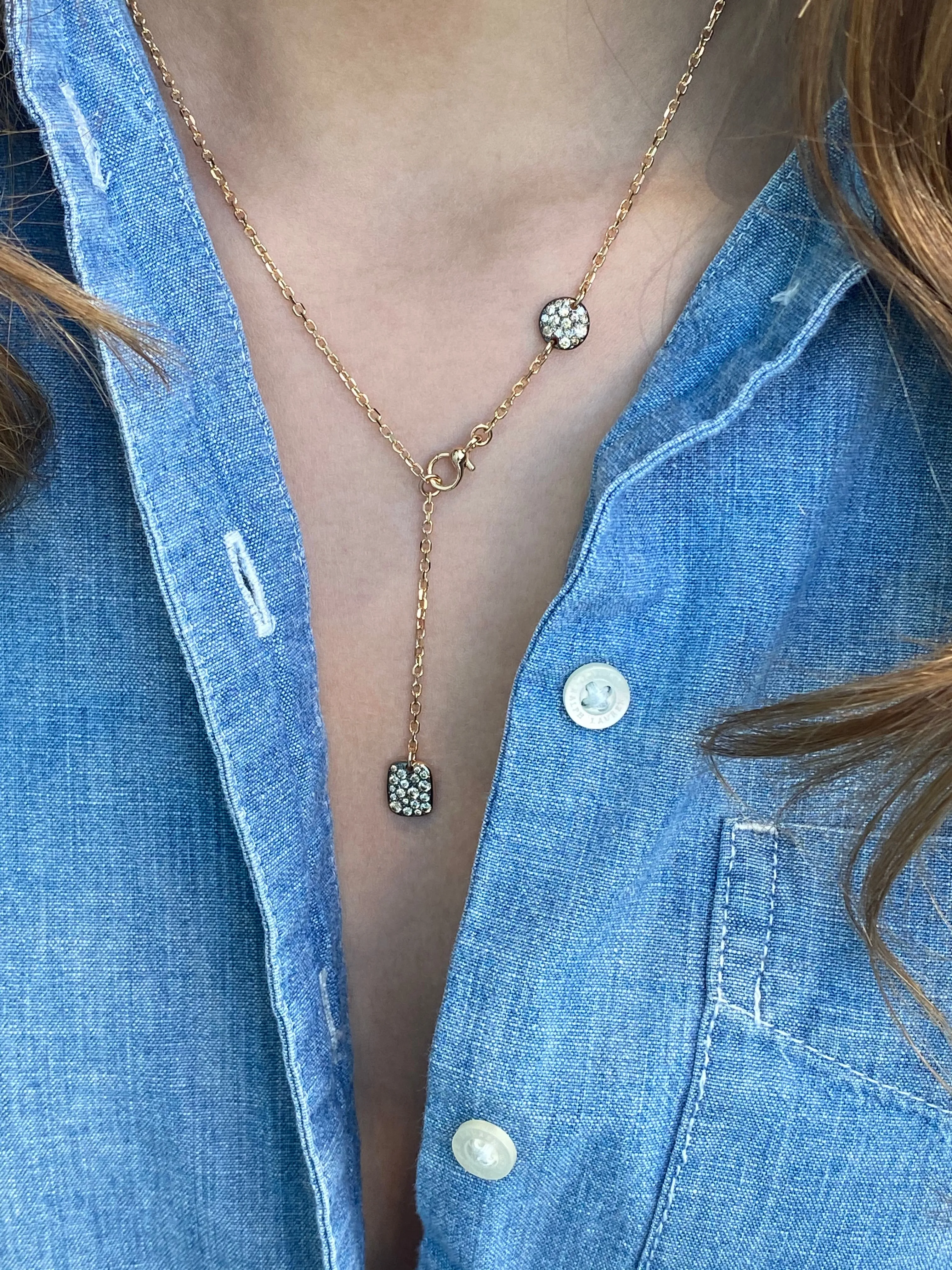 Pomellato - Sabbia - Lariat Necklace with White, Brown, and Black Diamonds, 18k Rose Gold
