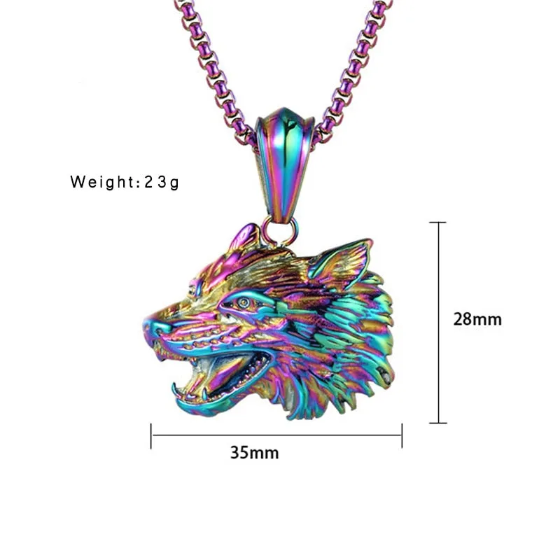 Stainless Steel Wolf Pendant Necklace