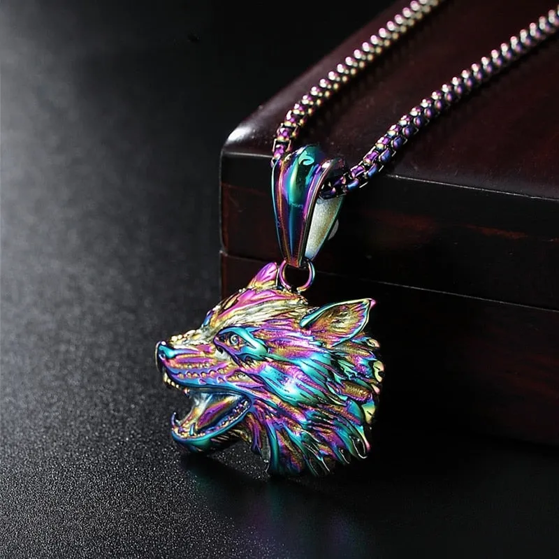 Stainless Steel Wolf Pendant Necklace