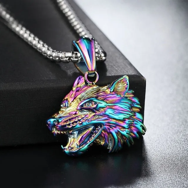 Stainless Steel Wolf Pendant Necklace