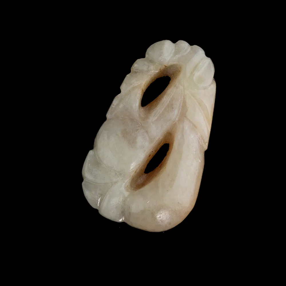 Vintage carved red and white jadeite pendant. b4-jad472