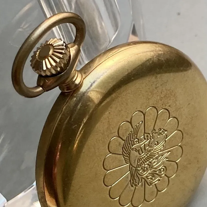 Watex Pocket Watch Antique Manual Gold Case 42mm Vintage Open Face
